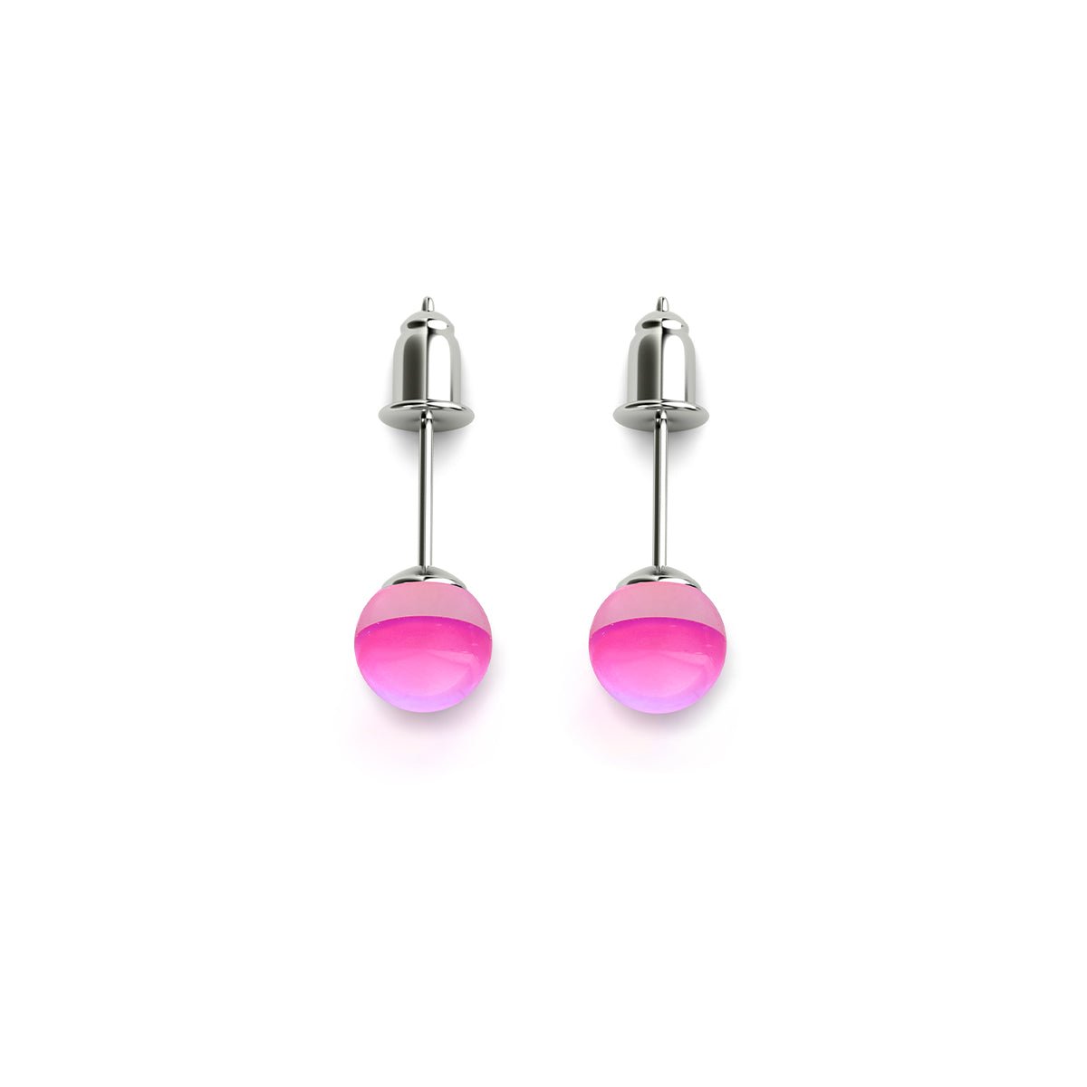 Rosa Nebel | 925 Sterling Silber | Galaxie Glas Mini Ohrstecker